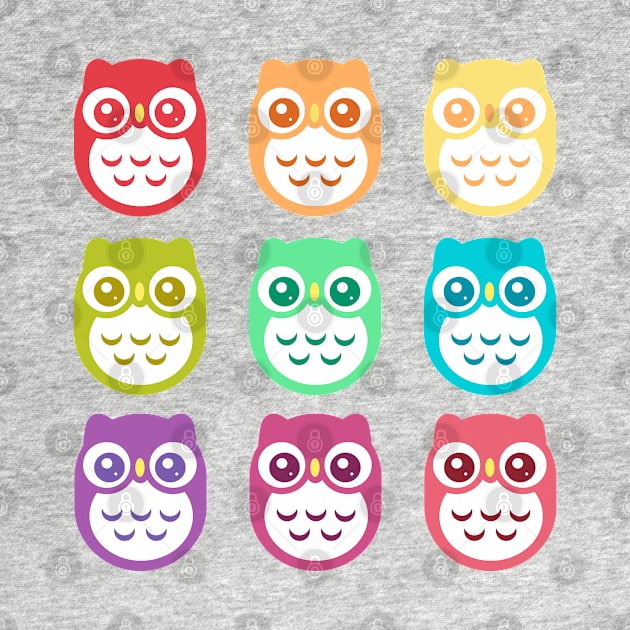 Rainbow Cute Pastel Baby Owls by ClaudiaRinaldi